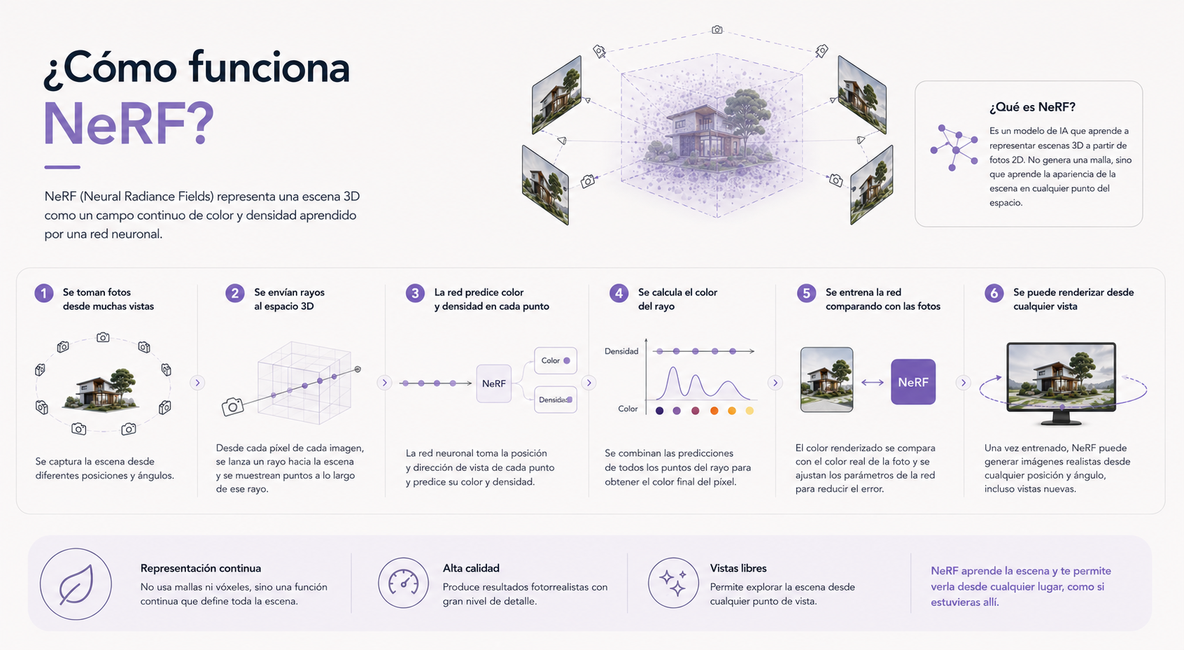 Infografía del funcionamiento de NeRF