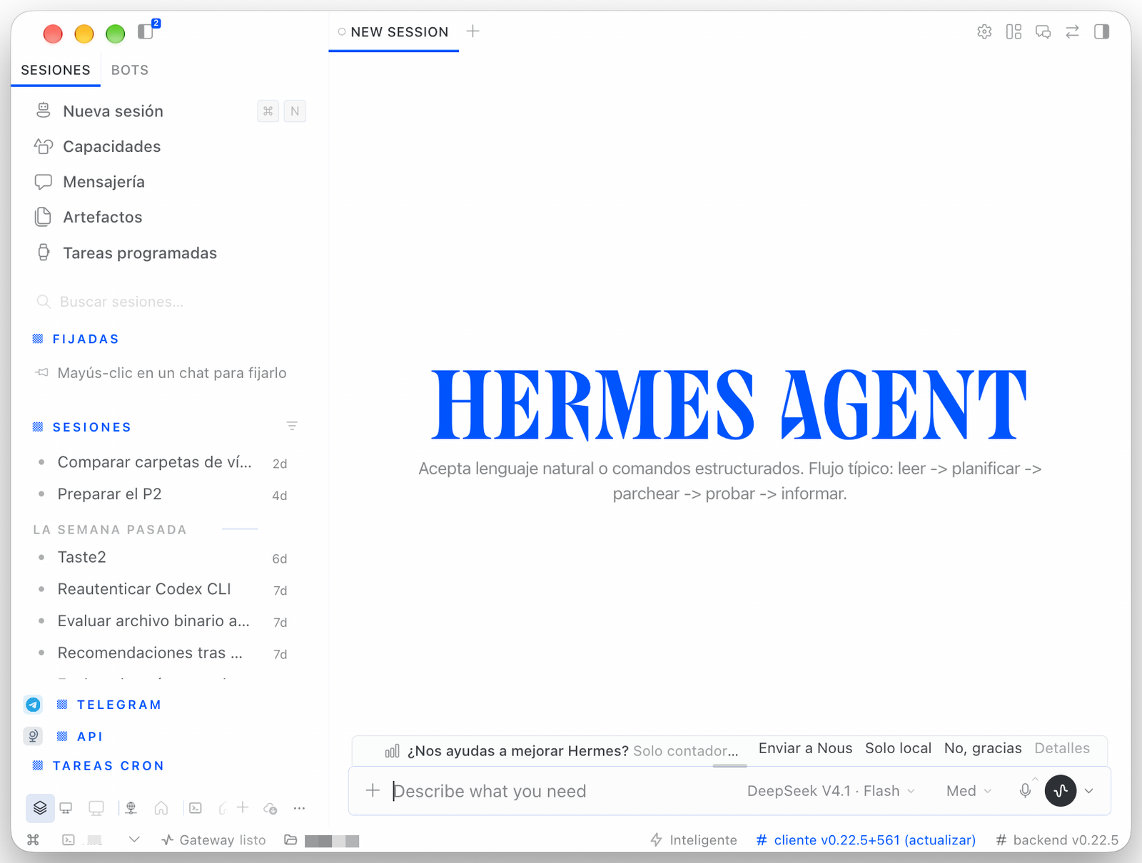 App de escritorio configurada